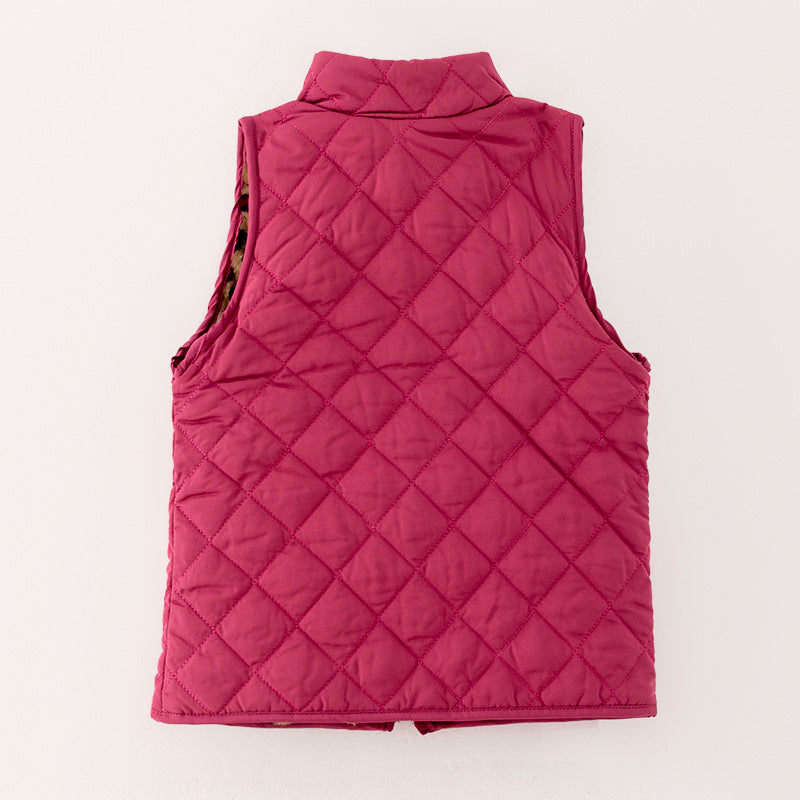 (In Stock L16-1-2)Girls Fall and Winter Fuchsia Reversible Vest
