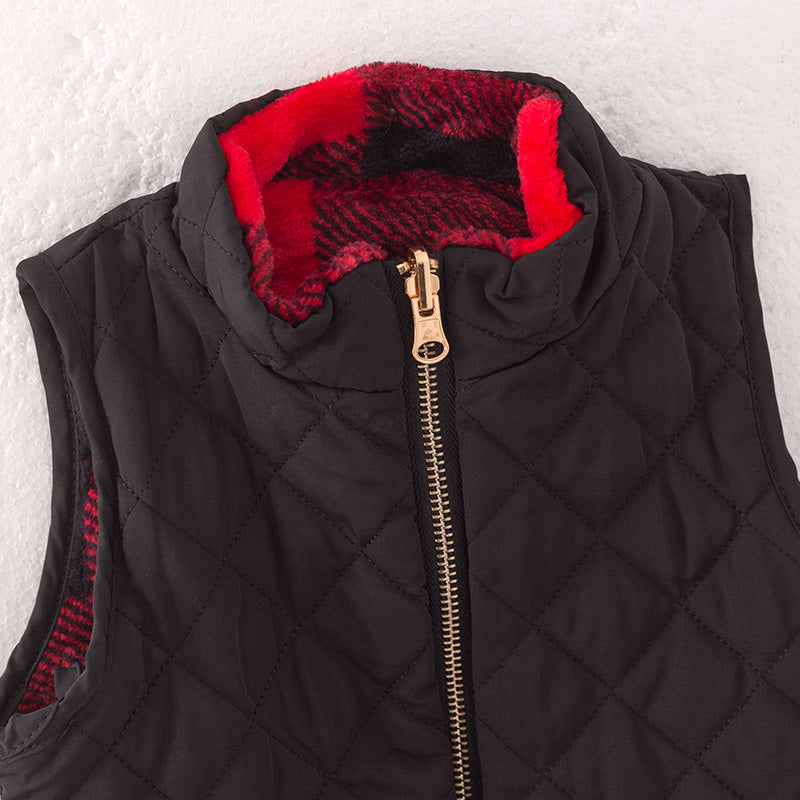 (In Stock L16-3-1 L16-1-1)Mommy and Me Black Reversible Vest