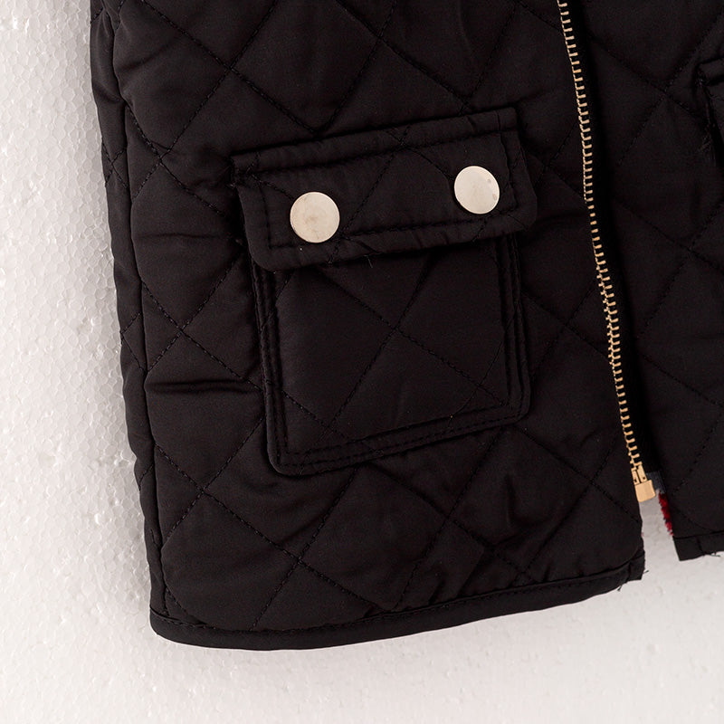 (In Stock L16-3-1 L16-1-1)Mommy and Me Black Reversible Vest