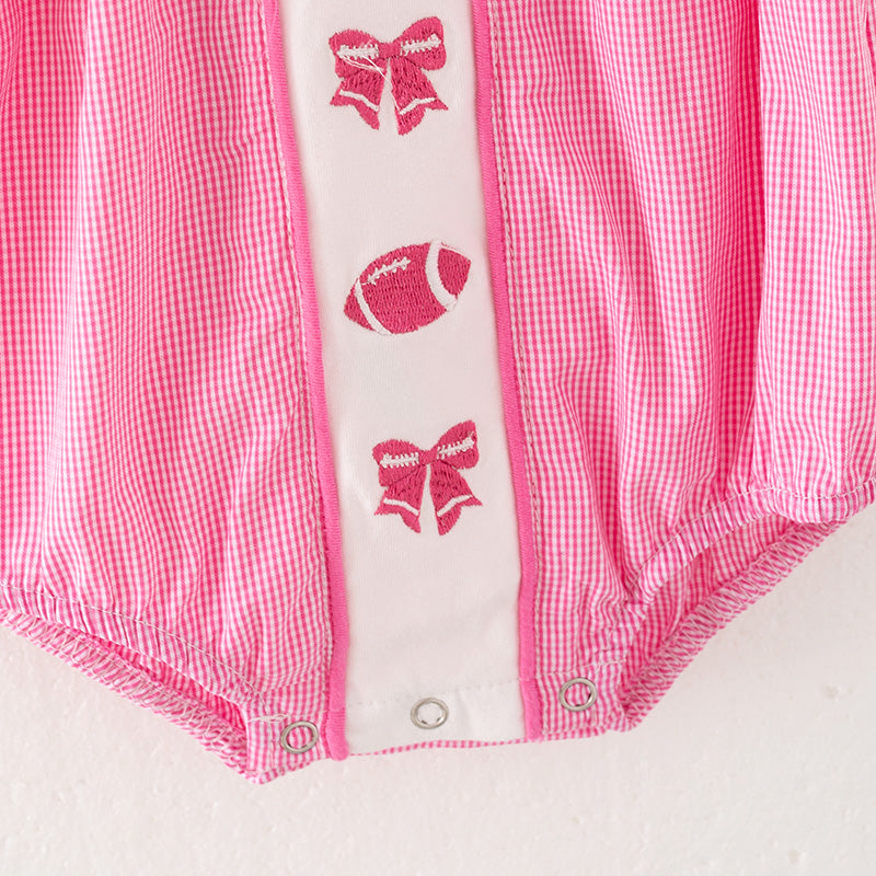 (In Stock)Toddler Girls Summer Football Embroidery Romper