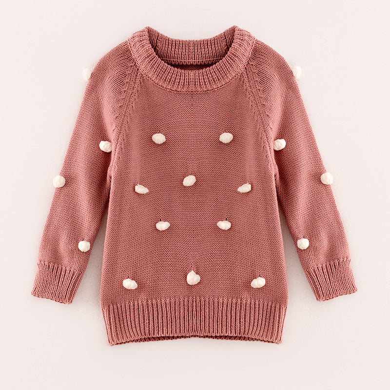 (In Stock L17-5-1)Girls Fall and Winter Smoky Pink Sweater
