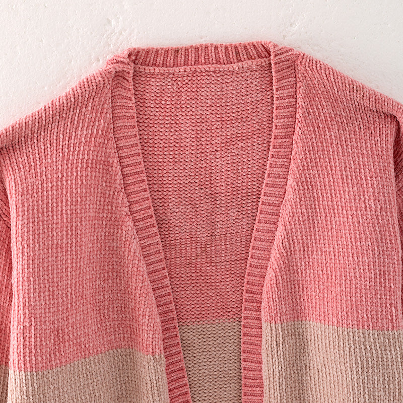(In Stock L16-1-1 L17-1-1)Mommy and Me Fall Color-matching Sweater Cardigan