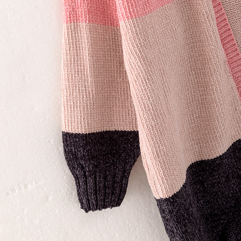 (In Stock L16-1-1 L17-1-1)Mommy and Me Fall Color-matching Sweater Cardigan