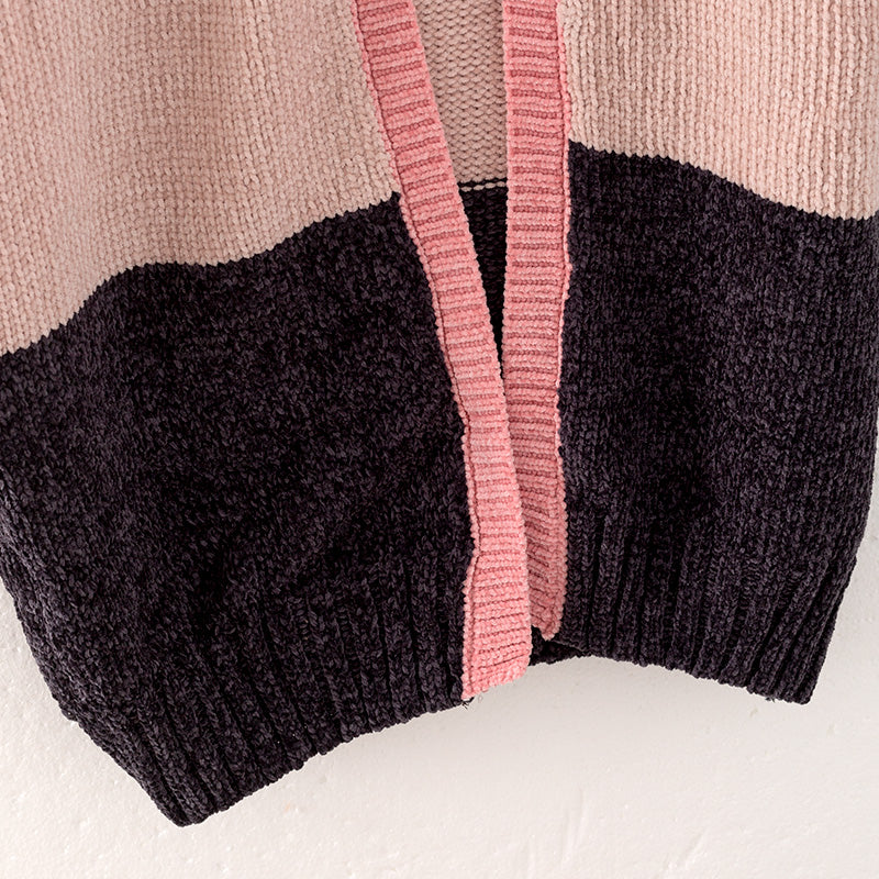 (In Stock L16-1-1 L17-1-1)Mommy and Me Fall Color-matching Sweater Cardigan