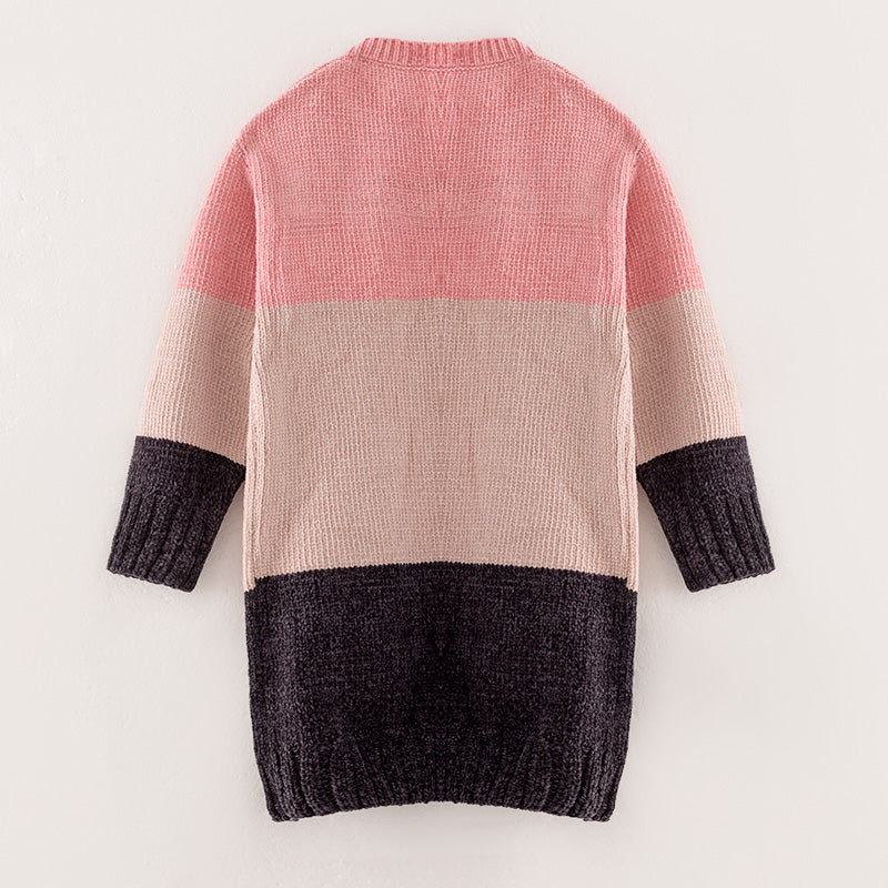 (In Stock L16-1-1 L17-1-1)Mommy and Me Fall Color-matching Sweater Cardigan