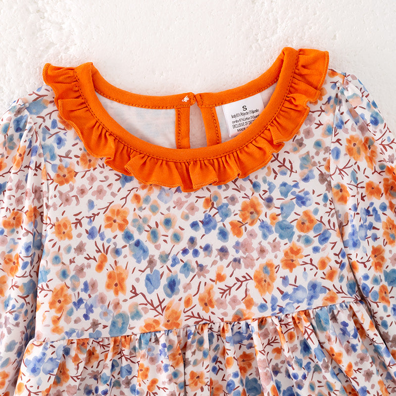 (In Stock)Girls Fall Floral Print Outfit Set