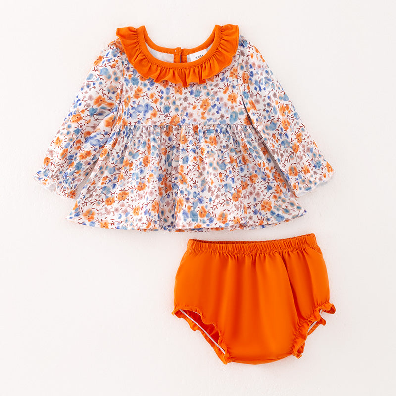 (In Stock)Toddler Girls Fall Floral Print Bloomer Set