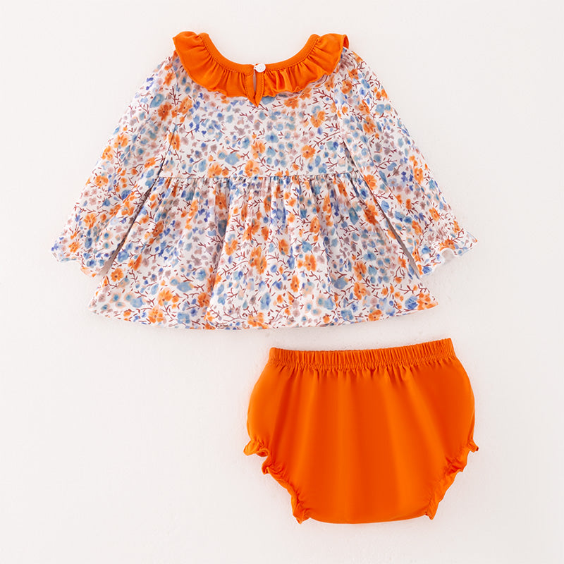 (In Stock)Toddler Girls Fall Floral Print Bloomer Set