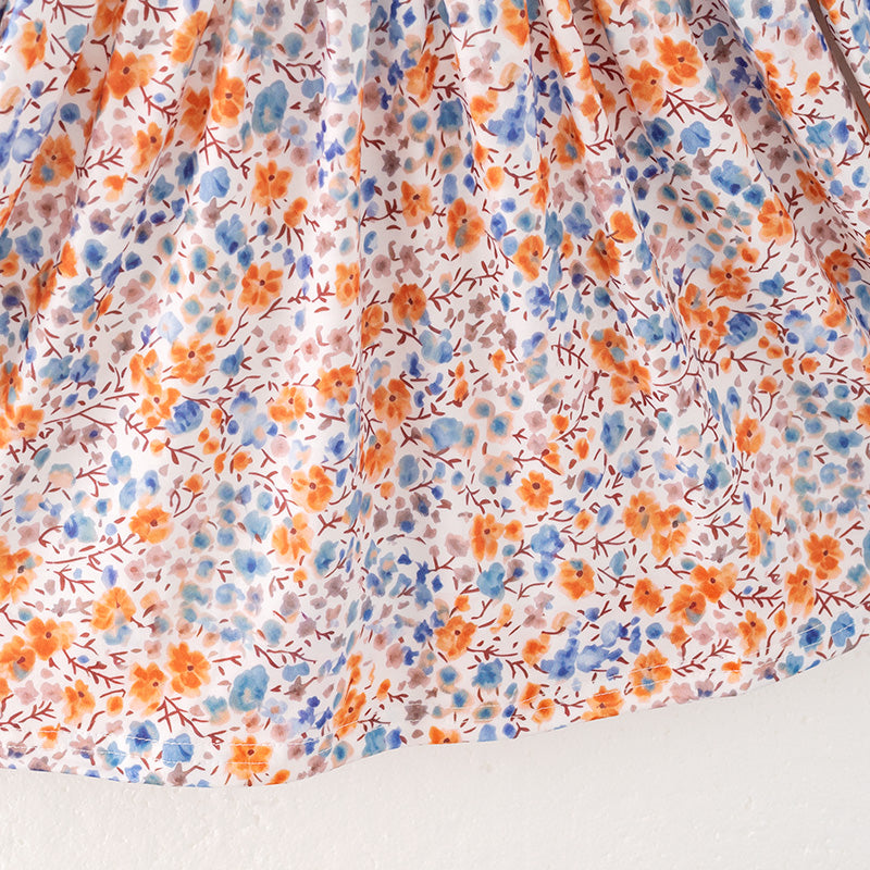 (In Stock)Girls Fall Floral Print Dress