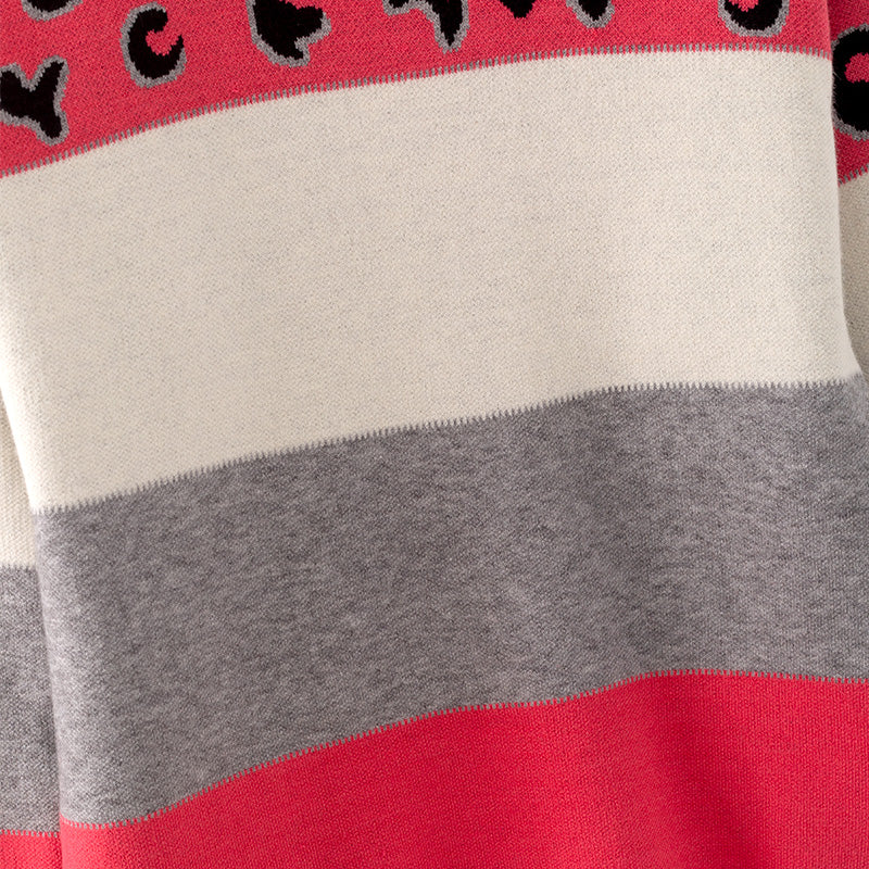 (In Stock L18-1-3)Adults Fall Pink Leopard Print Sweater