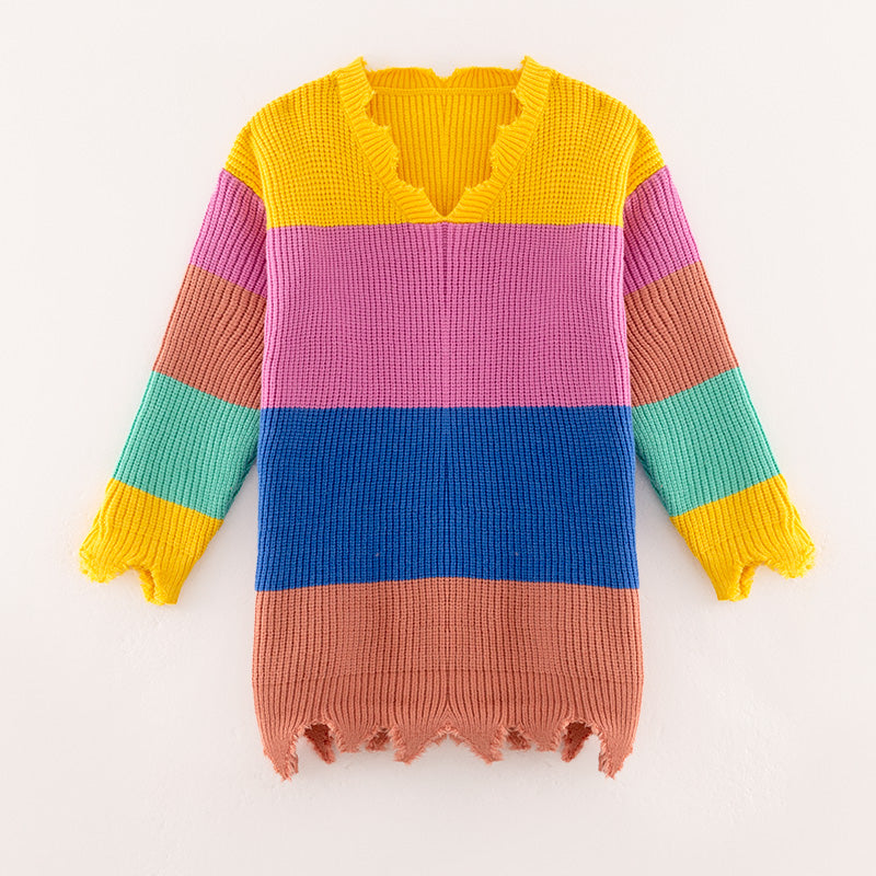 (In Stock L18-2-1)Adults Fall Color Contrast Sweater