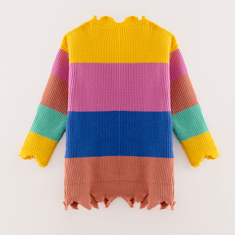 (In Stock L18-2-1)Adults Fall Color Contrast Sweater