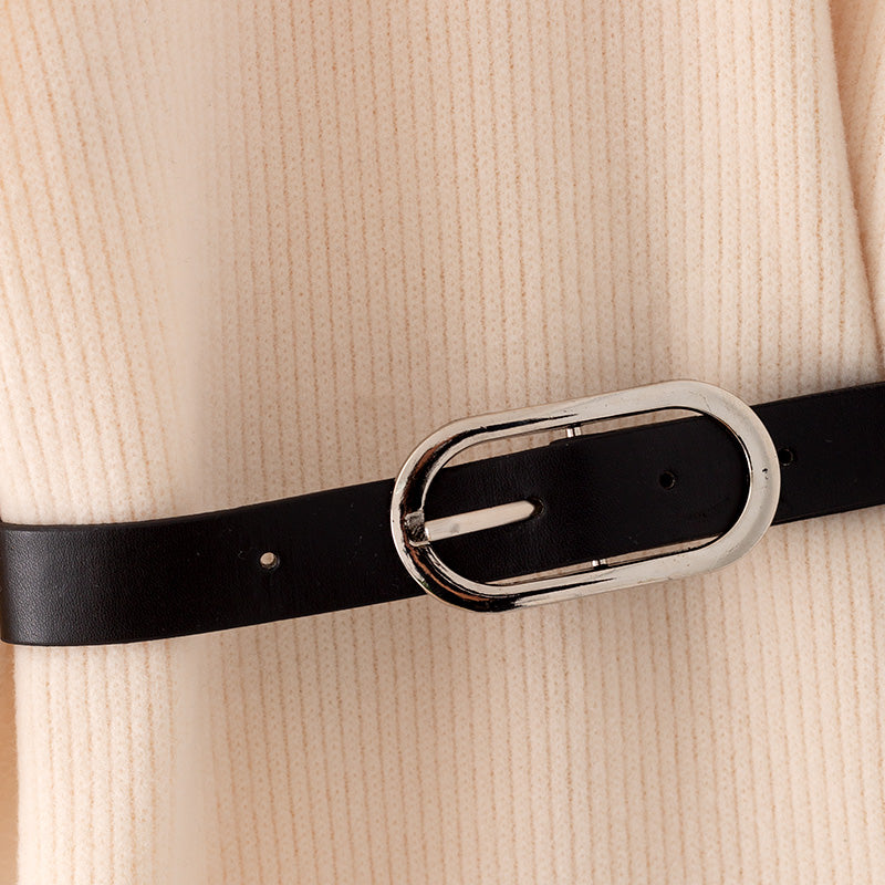 (In Stock L18-4-1)Girls Fall Cream Knit Dress with Belt