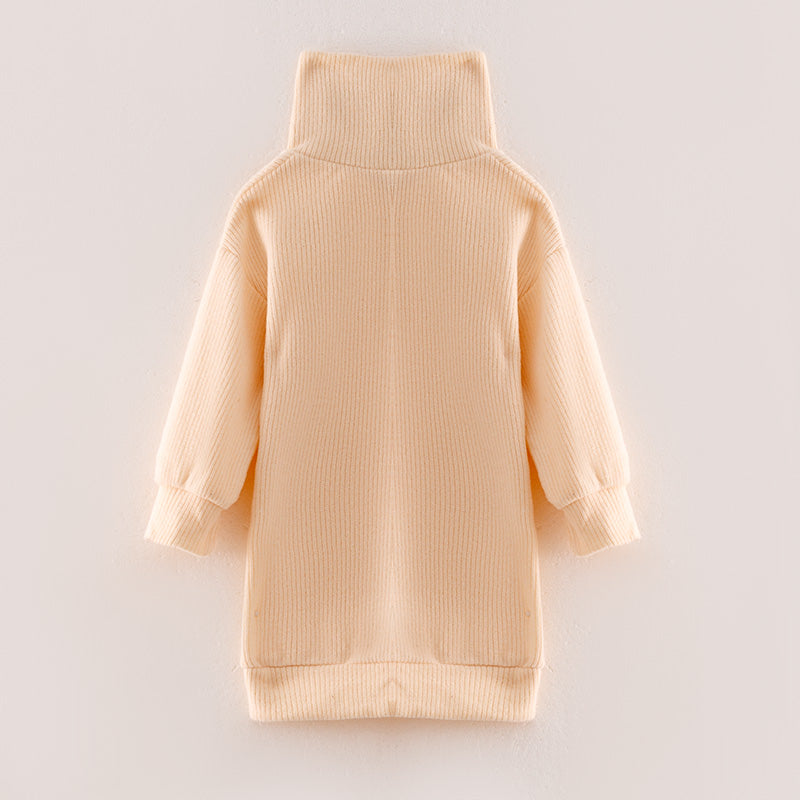 (In Stock L18-4-1)Girls Fall Cream Knit Dress with Belt