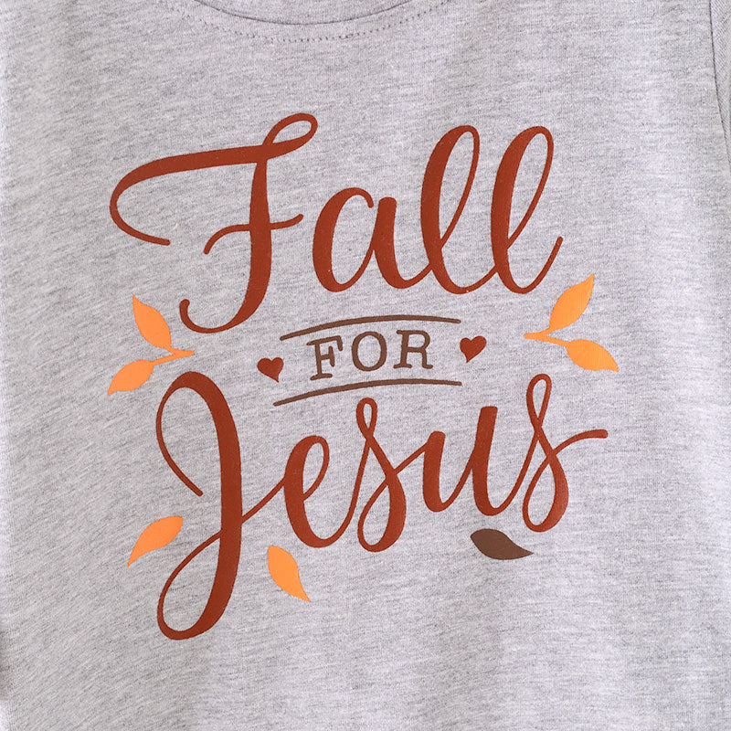 (In Stock)Girls Fall For Jesus Print Outfit Set