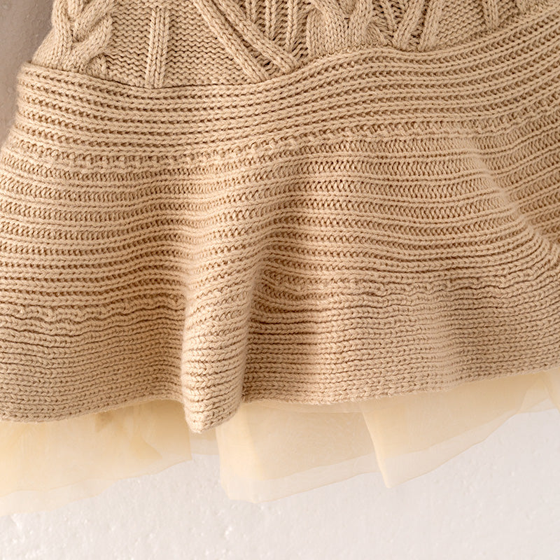 (In Stock L18-4-1)Girls Fall Twist Sweater Dress