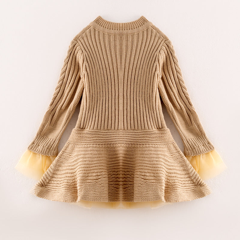 (In Stock L18-4-1)Girls Fall Twist Sweater Dress