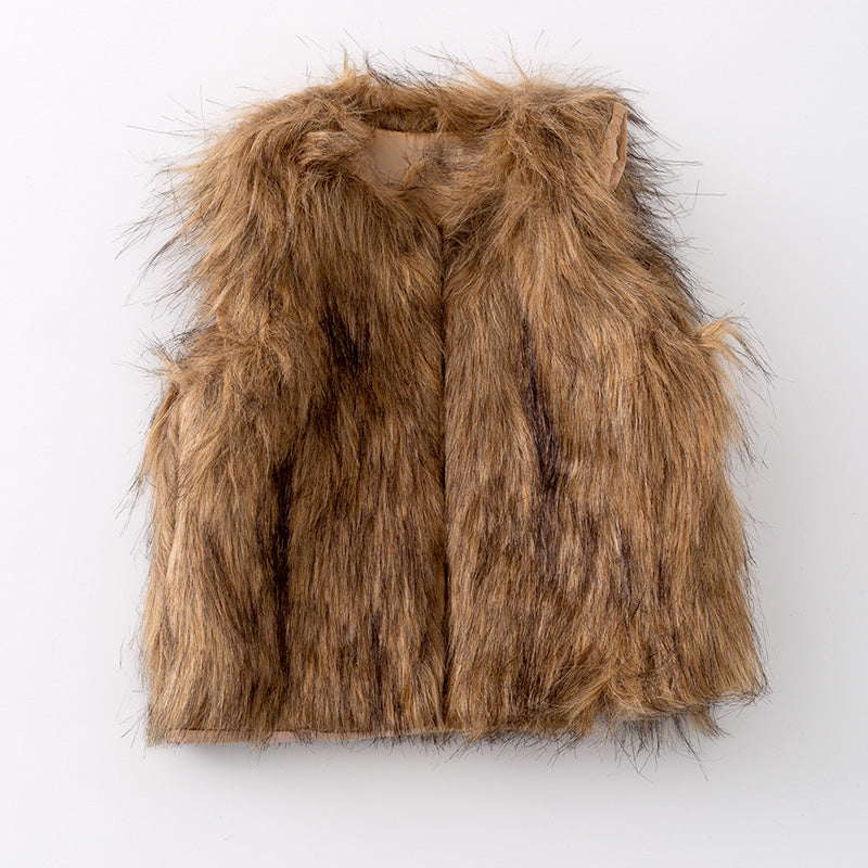 (In Stock L18-2-3)Girls Fall Luxury Faux Fur Vest