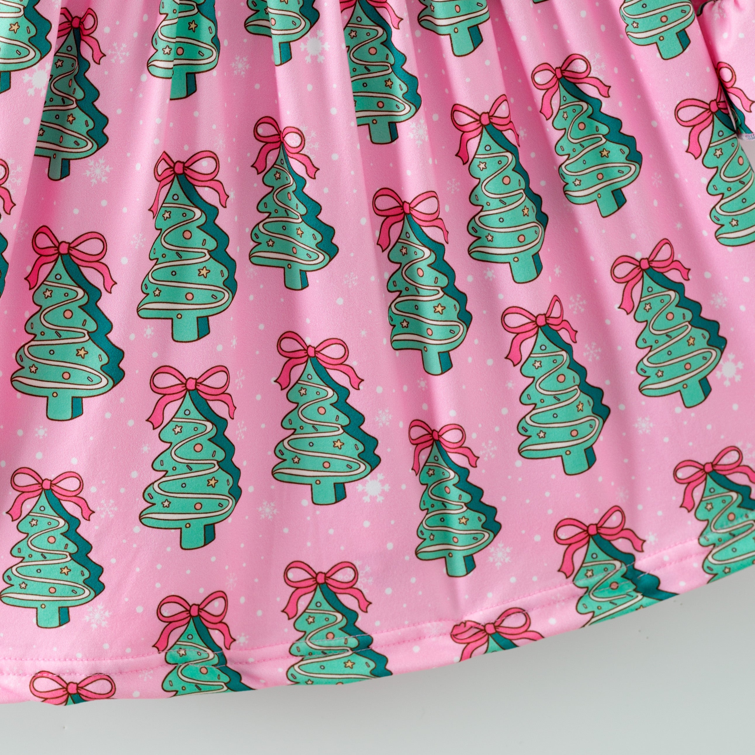 (Pre Order,Prepack Zone)Girls Christmas Tree Print Dress,Set&Romper