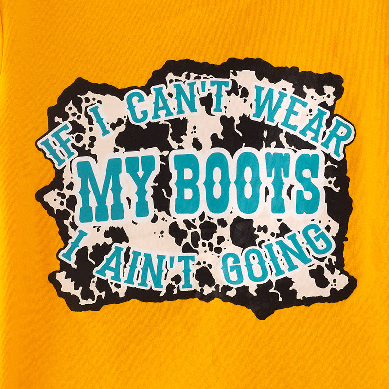 (In Stock)Girls Fall MY BOOTS Print Outfit Set