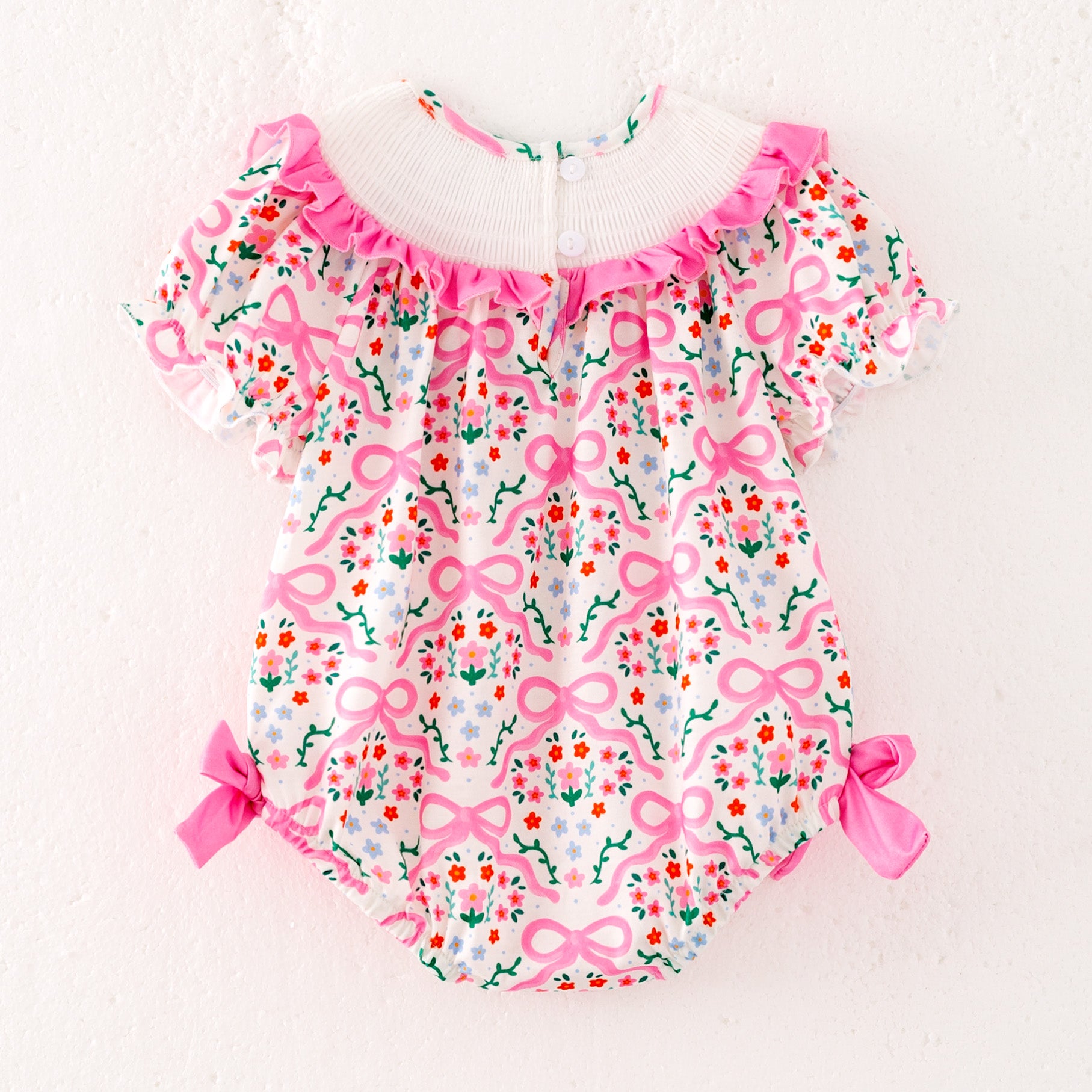 (Pre Order)Sisters Spring and Summer Goose Embroidery Smocked Romper