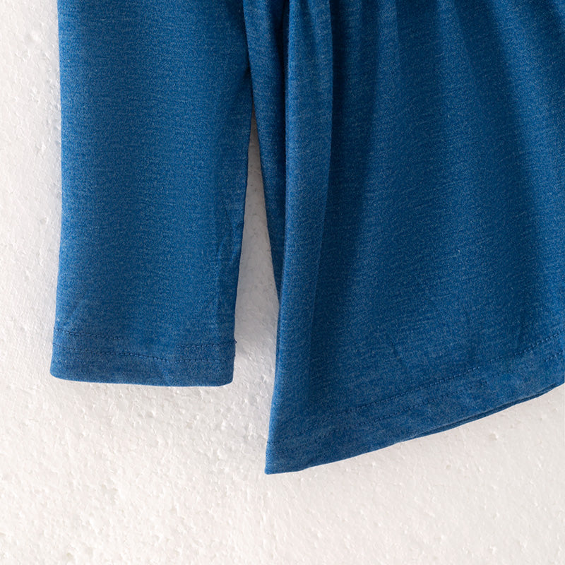 (In Stock)Girls Fall Navy Blue Cotton Top Floral Print Pants Set