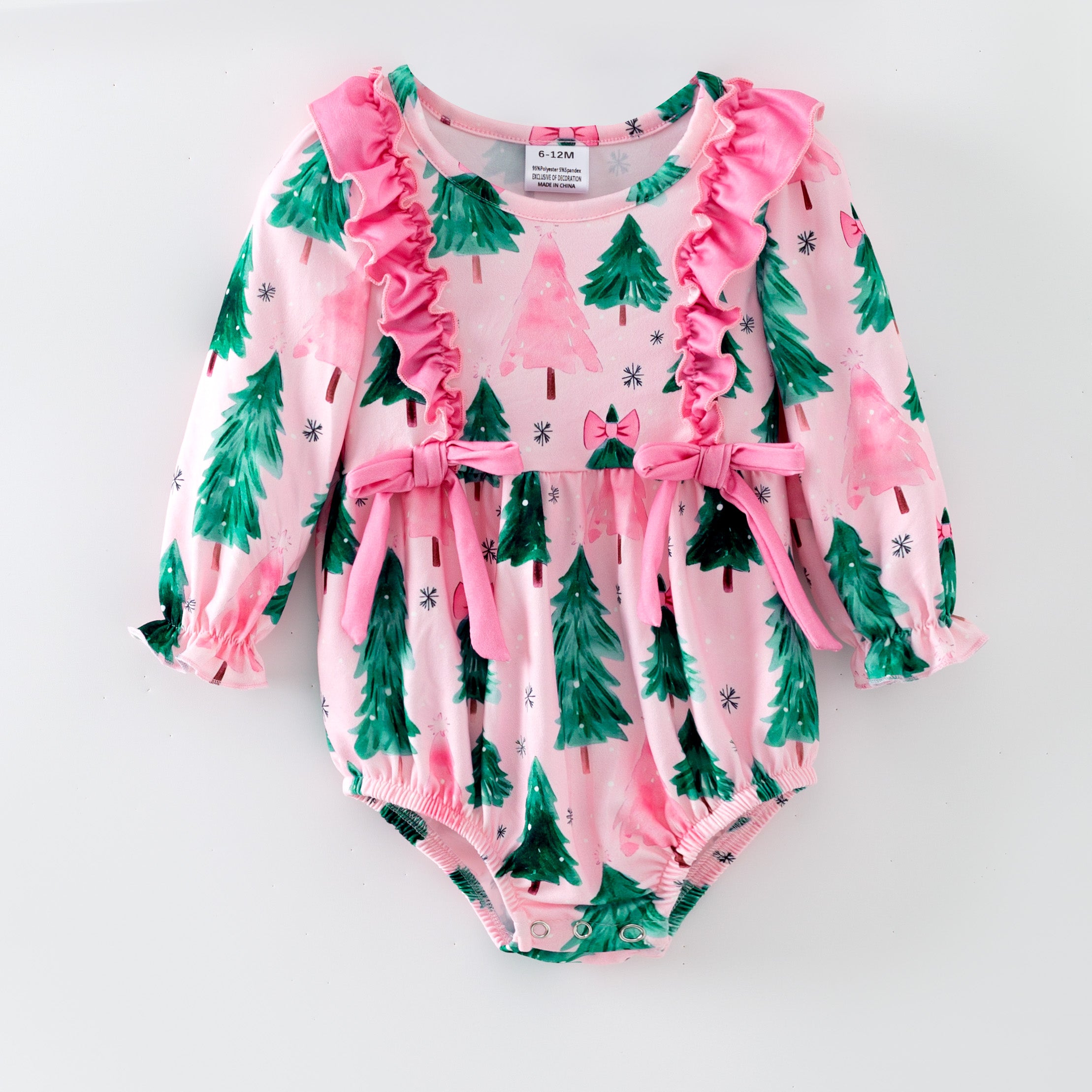 (Pre Order,Prepack Zone)Girls Christmas Tree Print Dress,Set&Romper