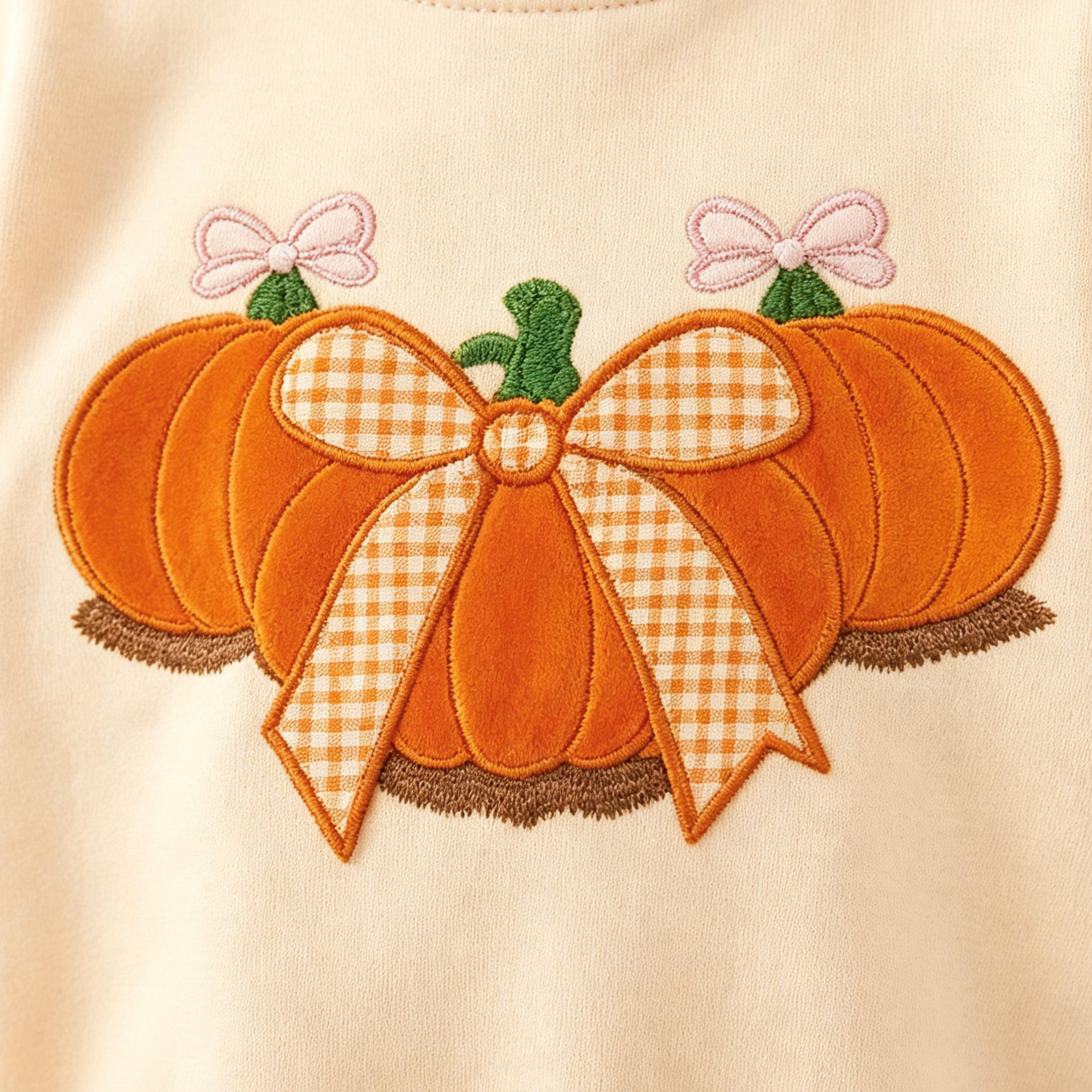 (In Stock)Girls Pumpkin Applique Cotton Shorts Set