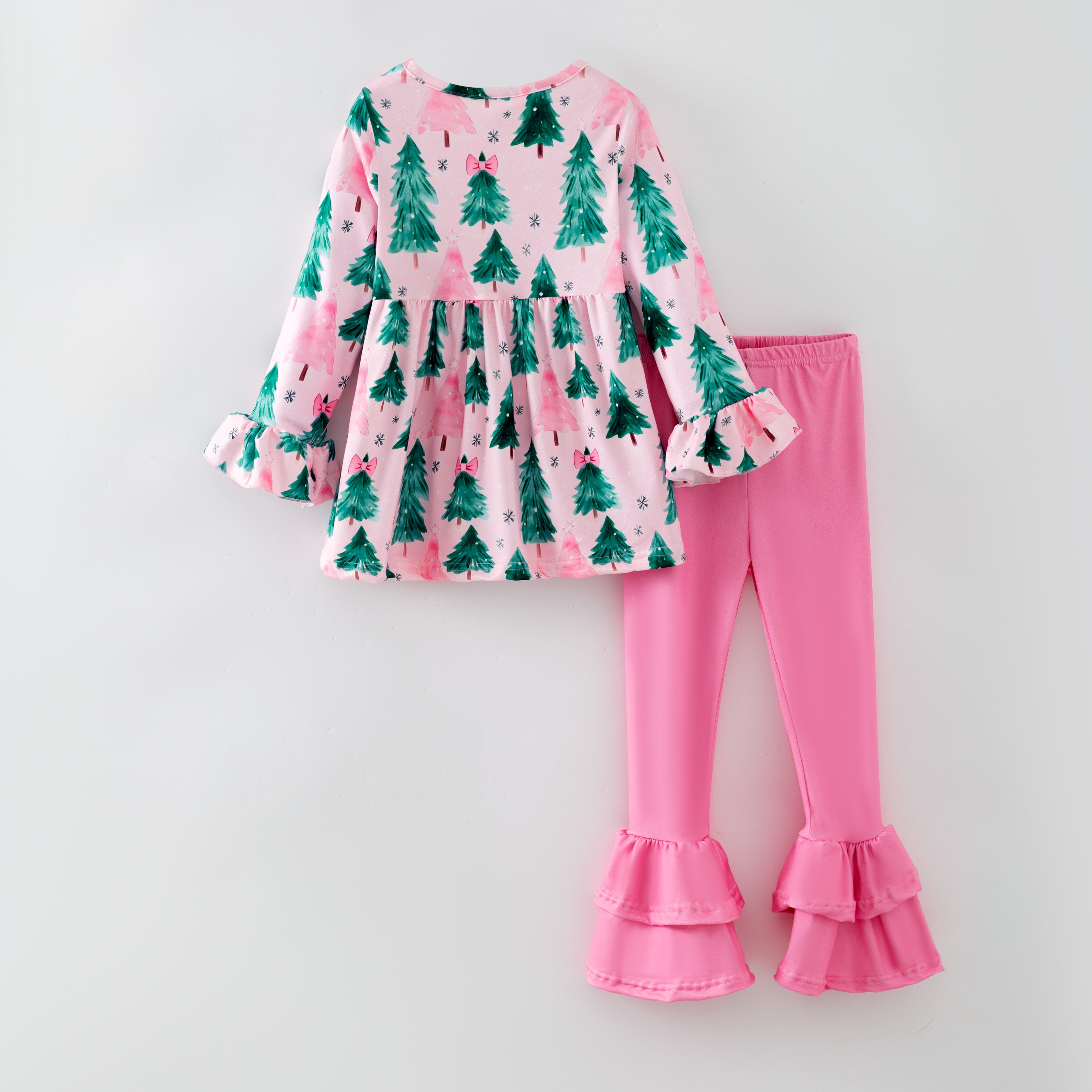 (Pre Order,Prepack Zone)Girls Christmas Tree Print Dress,Set&Romper