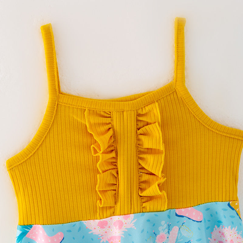 (In Stock L11-01-01)Girls Pink Boots Print Slip Dress