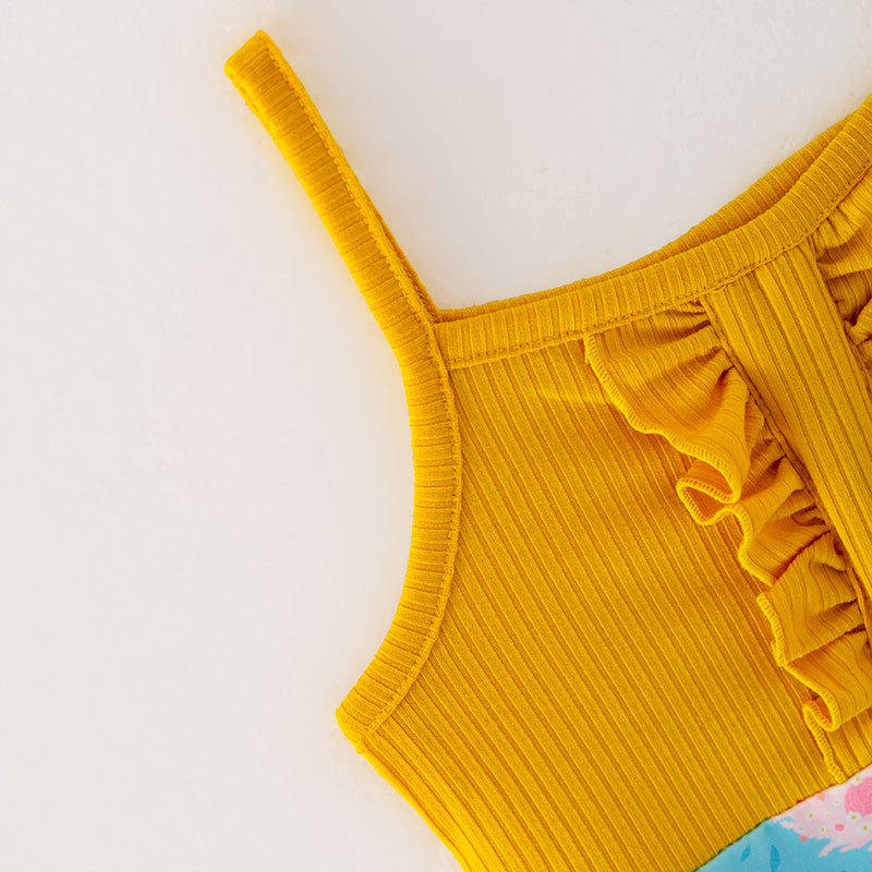 (In Stock L11-01-01)Girls Pink Boots Print Slip Dress