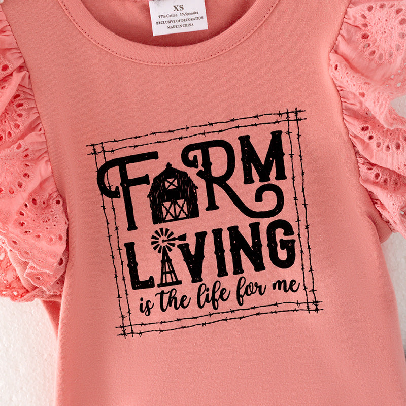(In Stock L11-03-01)Girls Pink Top Denim Set