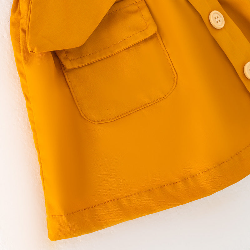 (In Stock L11-05-02)Girls Black Top Khaki Skirt Set