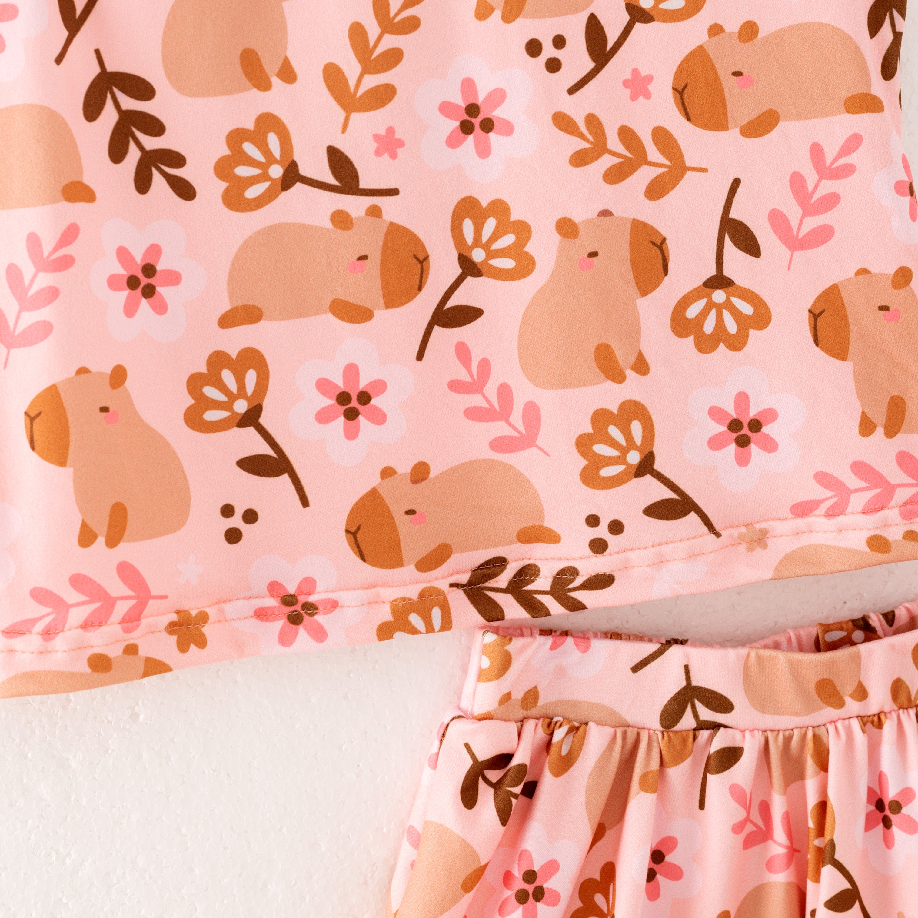 (Pre Order)Girls Summer Cute Cartoon Print Skirt Set