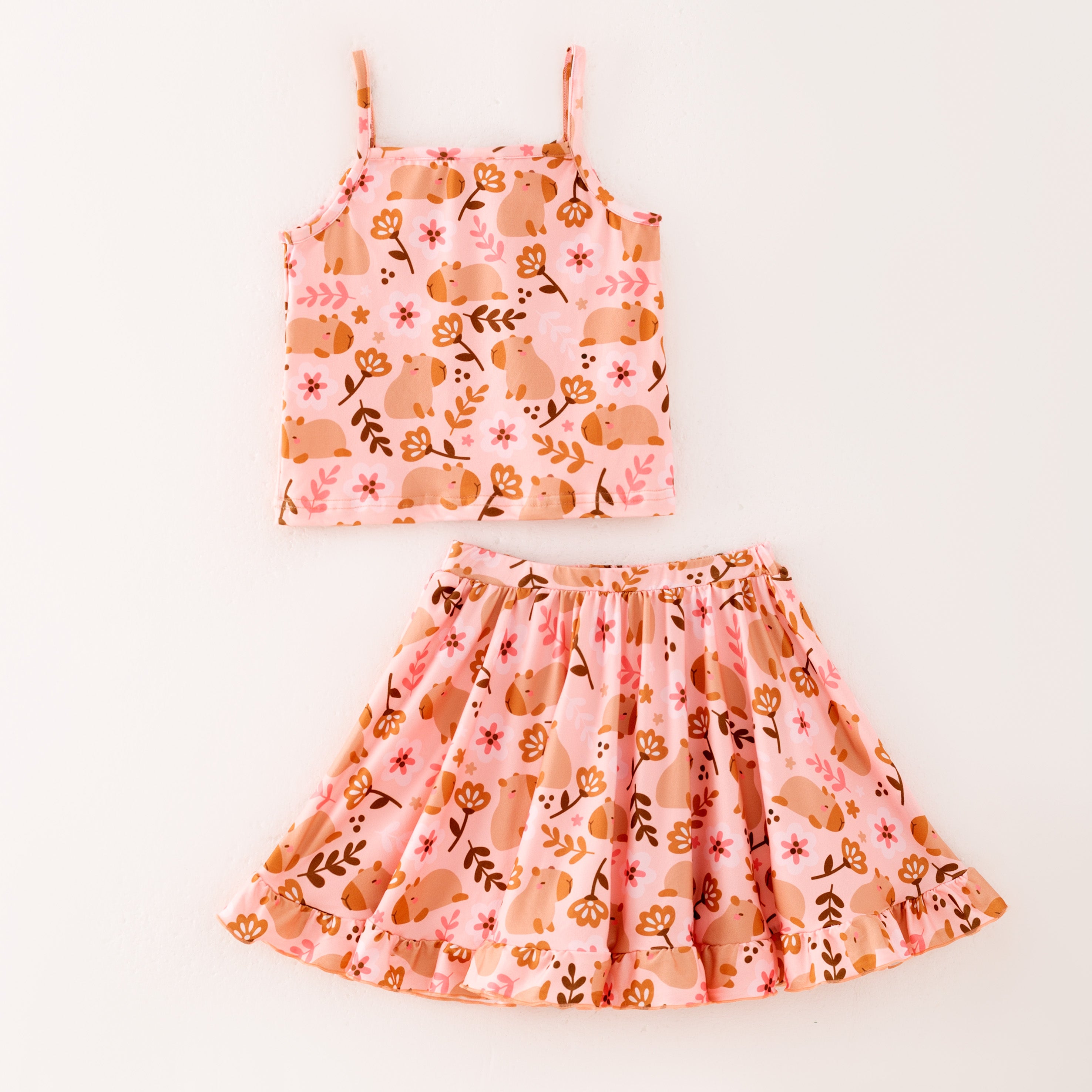(Pre Order)Girls Summer Cute Cartoon Print Skirt Set