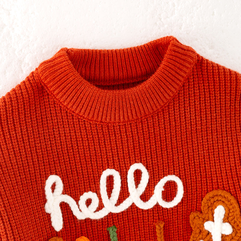 (In Stock)Girls Hello Fall Embroidery Sweater