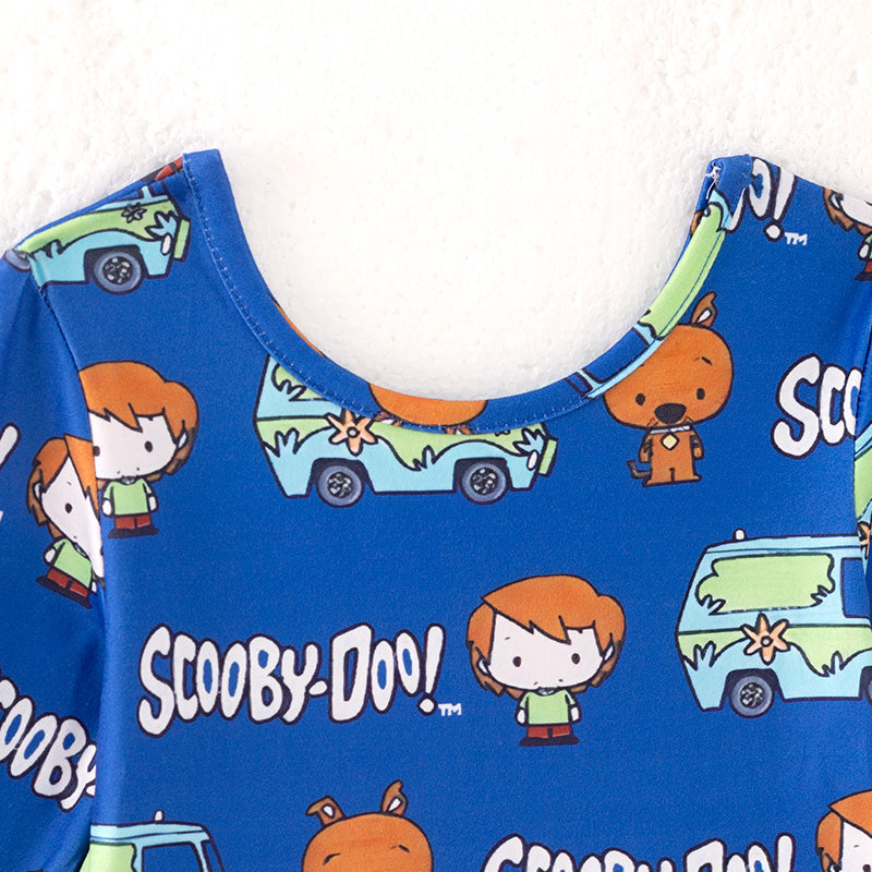 (In Stock)Girls Fall Cartoon Print Long Sleeves Dress