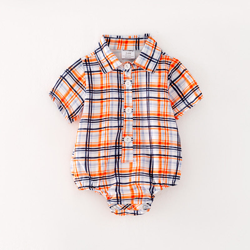 (In Stock G24-04-01)Baby Boys Summer Plaid Romper