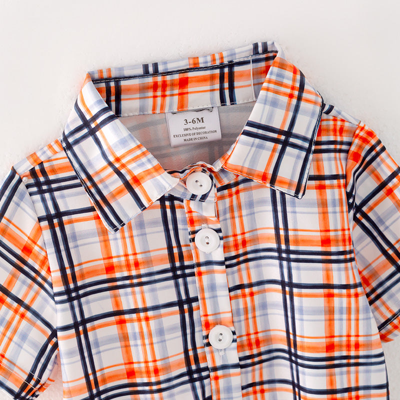 (In Stock G24-04-01)Baby Boys Summer Plaid Romper