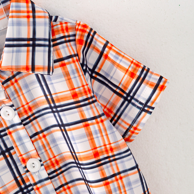 (In Stock G24-04-01)Baby Boys Summer Plaid Romper