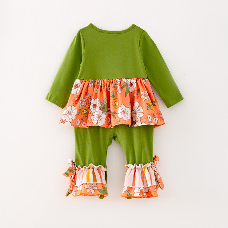 (In Stock G32-04-03)Baby Girls Floral Print Ruffled Romper