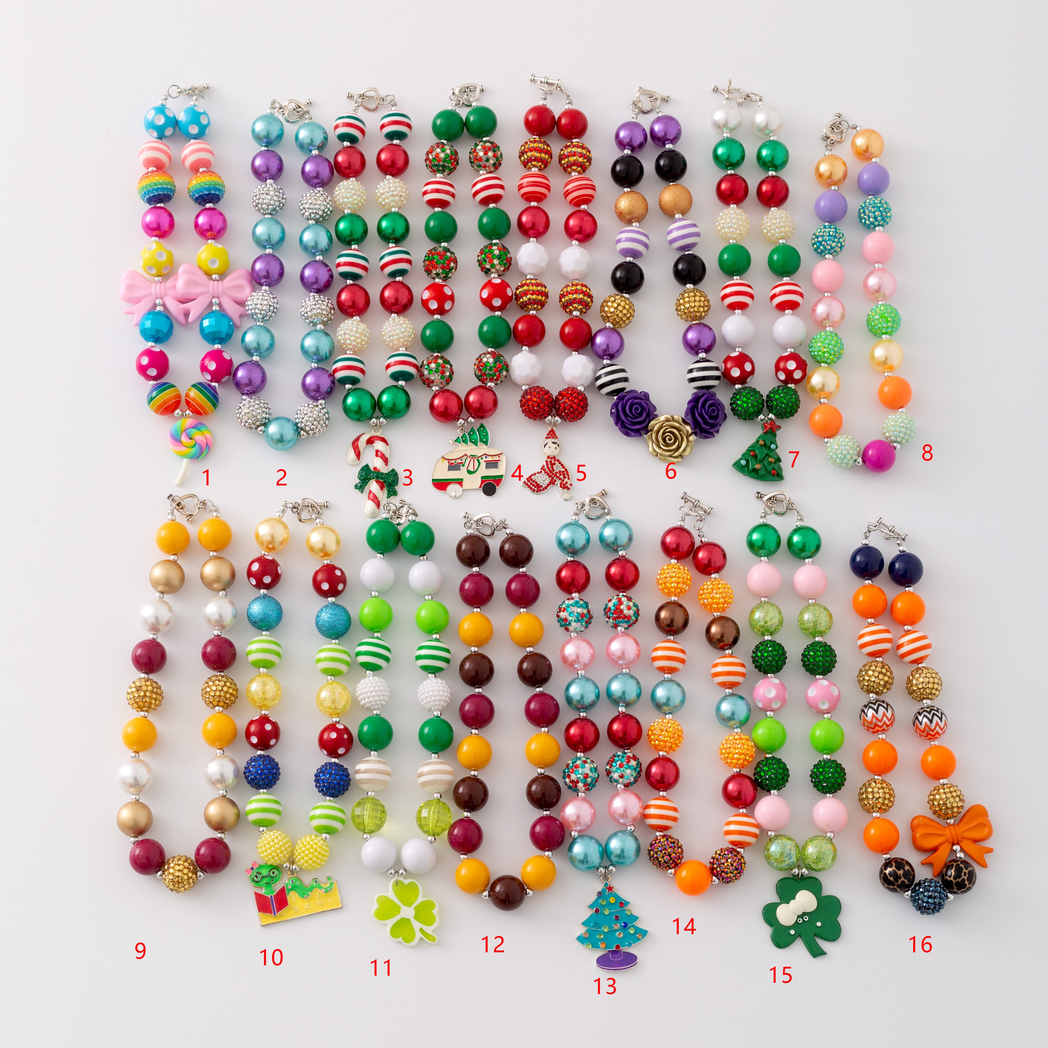 (In Stock G11 G12)Girls Rhinestone Beaded Necklace