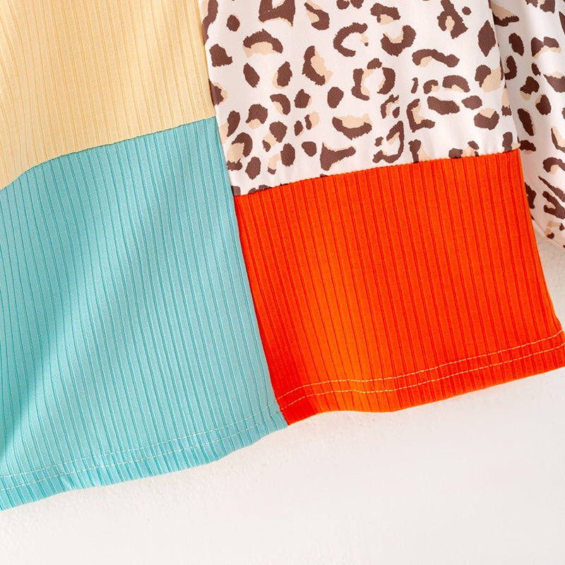 (In Stock G25-04-02 G25-04-03)Mommy & Me Leopard Print Color Matching T-shirt