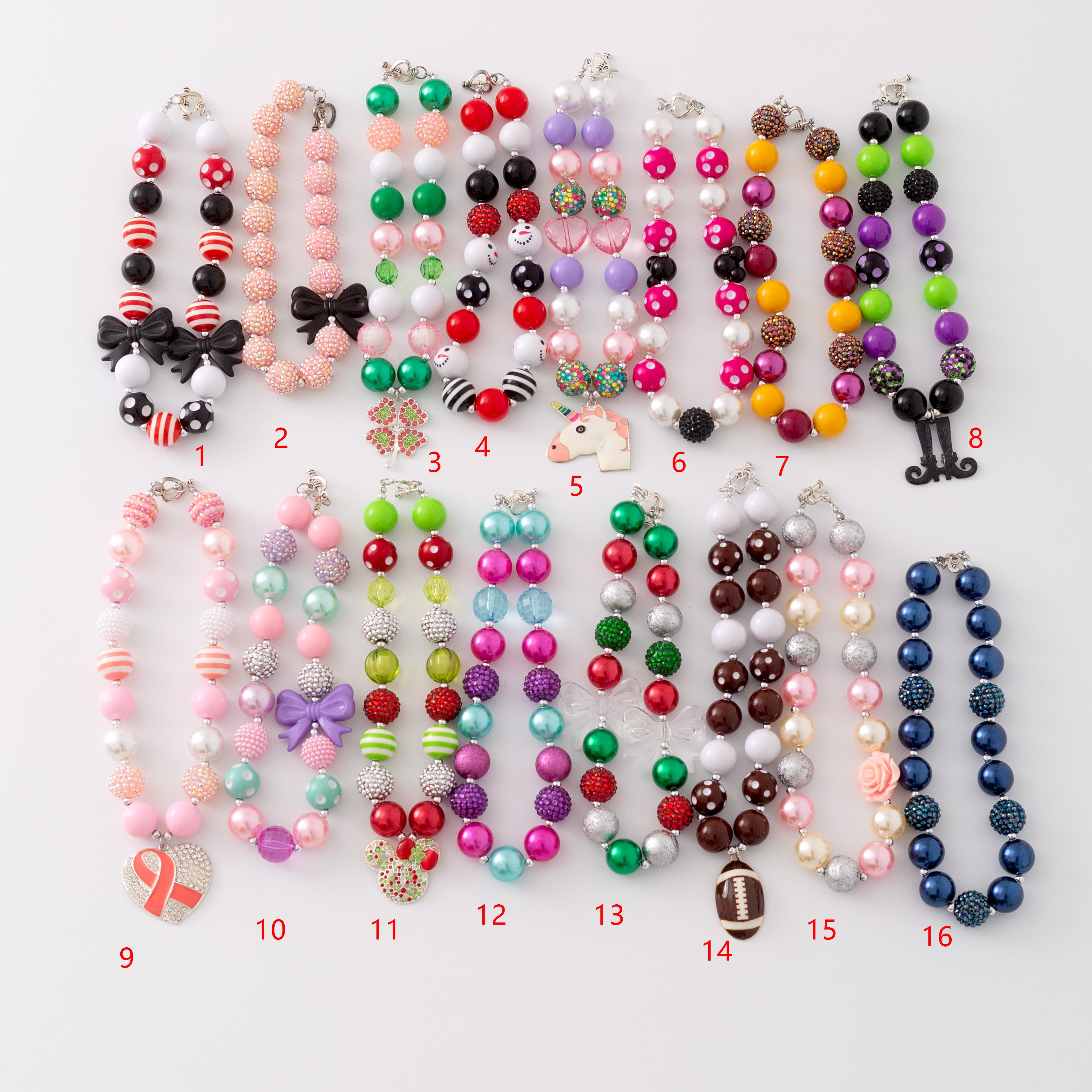 (In Stock G11 G12)Girls Rhinestone Beaded Necklace