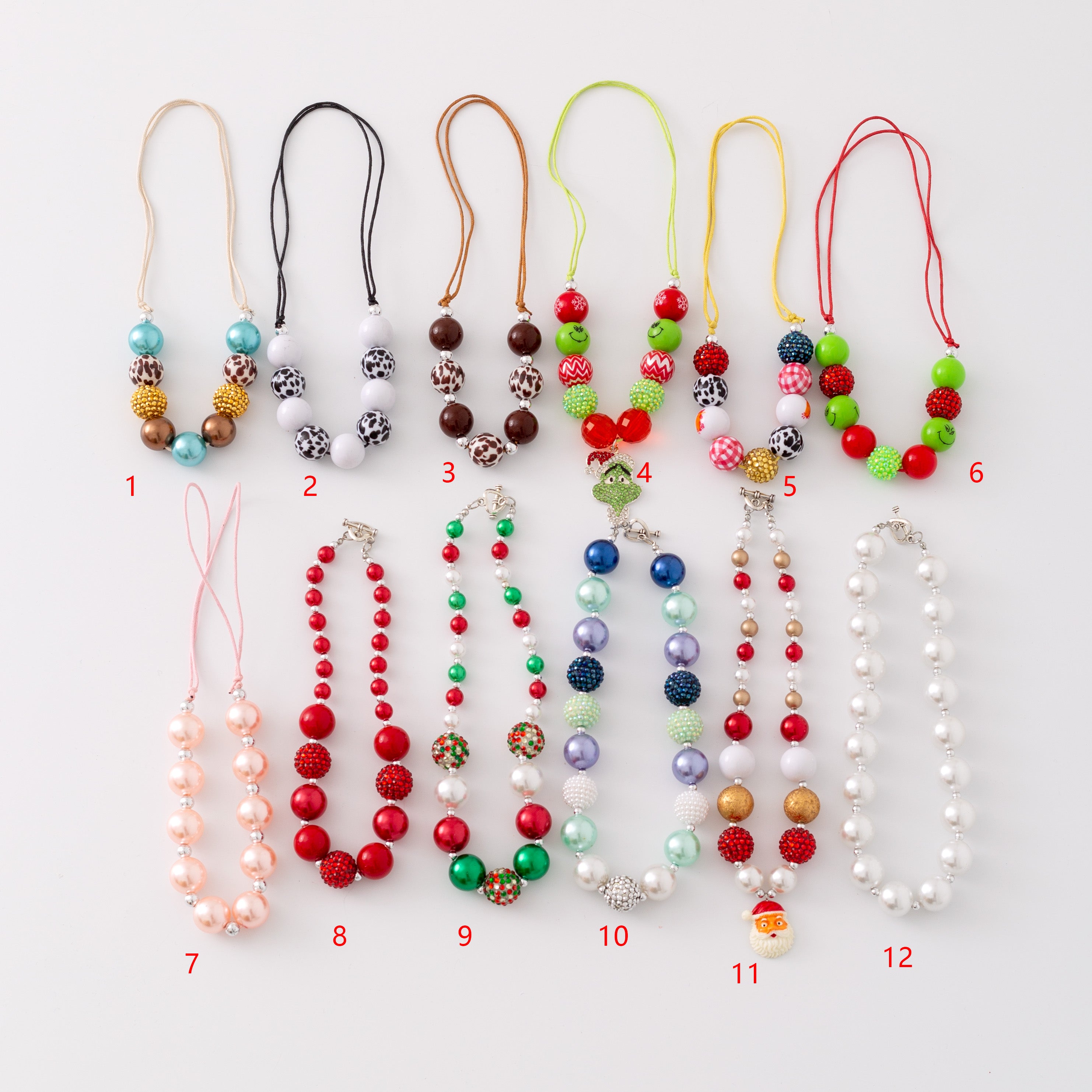 (In Stock G11 G12)Girls Rhinestone Beaded Necklace