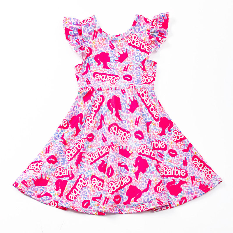 (Pre Order)Girls Summer Cartoon Short Sleeve Twirl Dress
