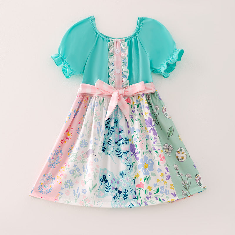 (In Stock A5-1-1)Girls Easter Floral Print Dress