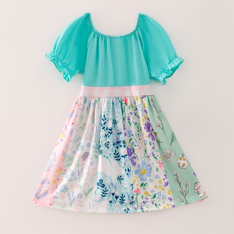 (In Stock A5-1-1)Girls Easter Floral Print Dress