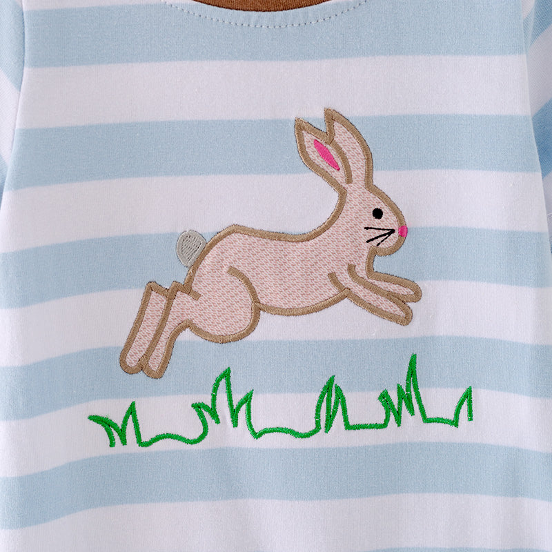 (In Stock A3-3-1)Baby Boys Easter Bunny Applique Cotton Romper