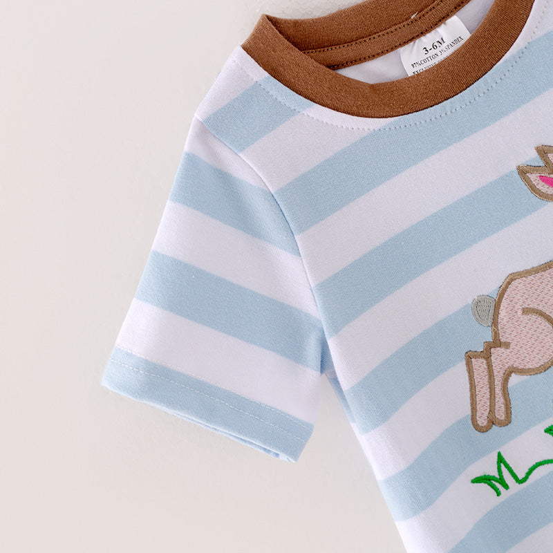 (In Stock A3-3-1)Baby Boys Easter Bunny Applique Cotton Romper